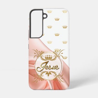 Inspirational Blush Satin Gold Crown Jesus Samsung Galaxy Hülle