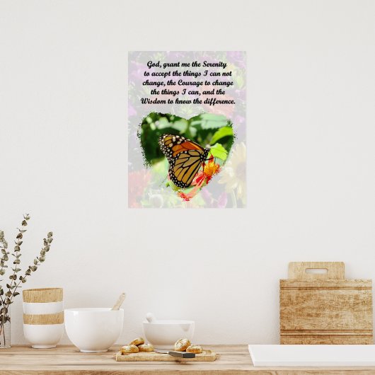 INSPIRATIONAL BUTTERFLY AND FLORAL SERENITY PRAYER POSTER (Küche)