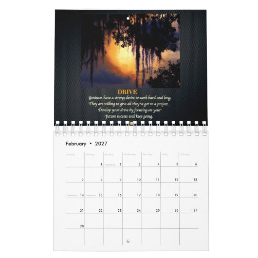 INSPIRATIONAL-CHARACTERISTICS EINES GENIES KALENDER (Feb 2027)