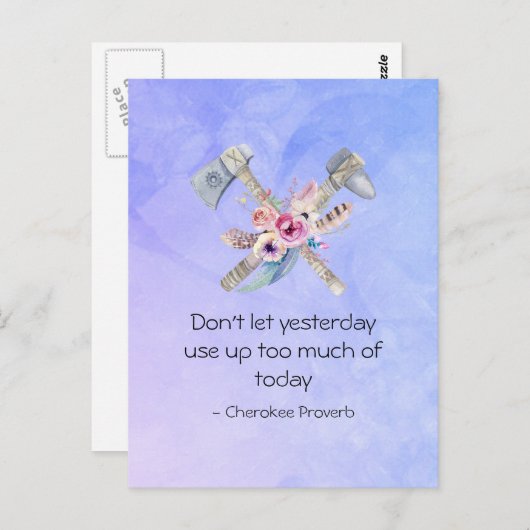 Inspirational Cherokee Proverb mit Tomahawk Postkarte (Vorne/Hinten)
