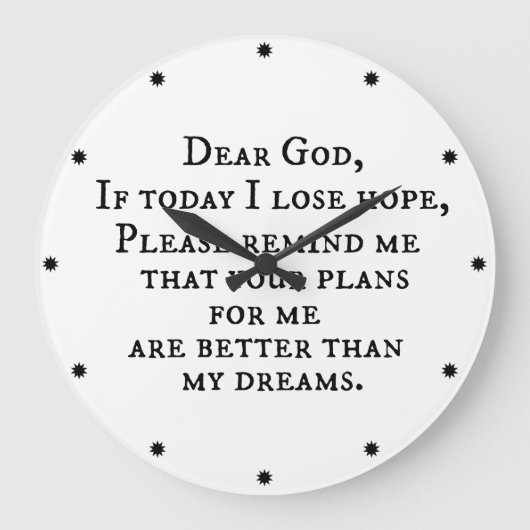 Inspirational Christian Quote: Dear God Große Wanduhr (Vorderseite)