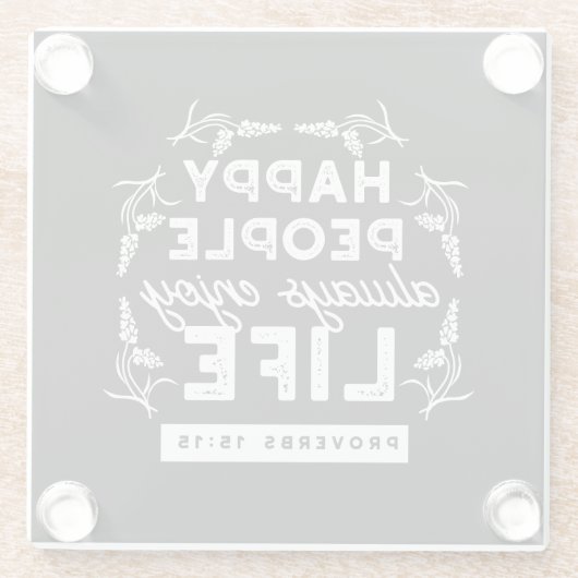 Inspirational Christian Quote from Proverbs 15:15 Glasuntersetzer (Rückseite)