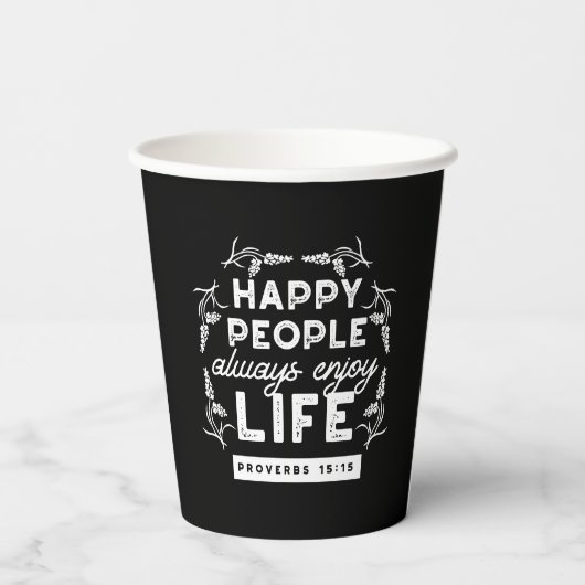 Inspirational Christian Quote from Proverbs 15:15 Pappbecher (Rückseite)