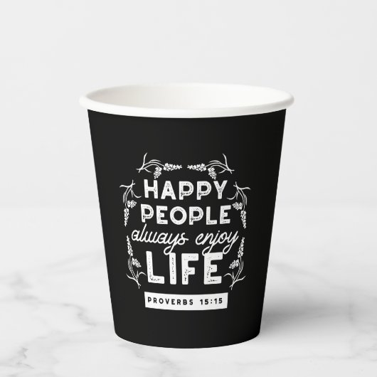 Inspirational Christian Quote from Proverbs 15:15 Pappbecher (Vorderseite)