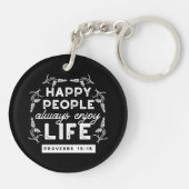 Inspirational Christian Quote from Proverbs 15:15 Schlüsselanhänger (Rückseite)