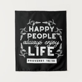 Inspirational Christian Quote from Proverbs 15:15 Wandteppich