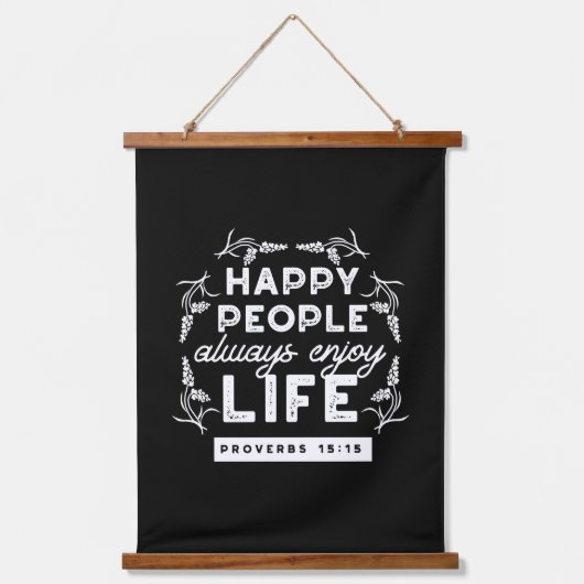 Inspirational Christian Quote from Proverbs 15:15 Wandteppich Mit Holzrahmen (Vorderseite)