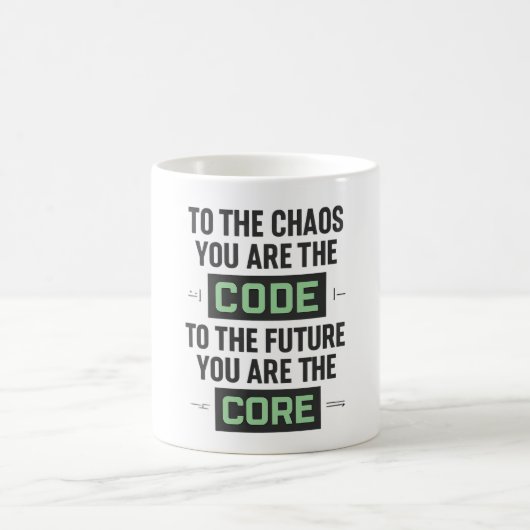 Inspirational Coding Quote – Code and Core Kaffeetasse (Mittel)