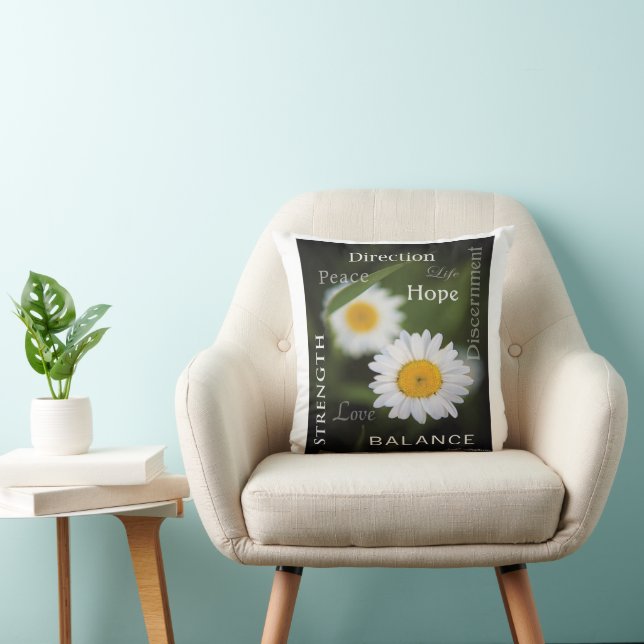Inspirational Daisy Message Throw Pillow Kissen (Stuhl )