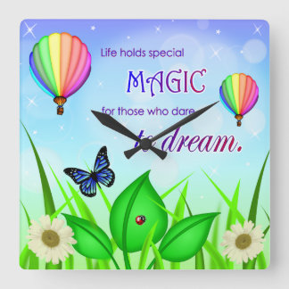 Inspirational Dream Quote Wall Clock Quadratische Wanduhr