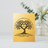 Inspirational family quotes on a tree with roots postkarte (Stehend Vorderseite)
