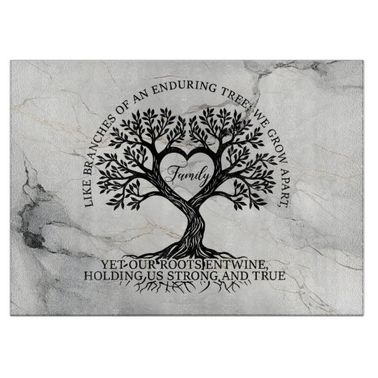 Inspirational Family Tree of Life Glass Schneidebrett (Vorderseite)