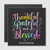 Inspirational Floral Gratitude Wreath Handcrafted  Magnetkarte (Vorne/Hinten)