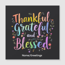 Inspirational Floral Gratitude Wreath Handcrafted  Magnetkarte