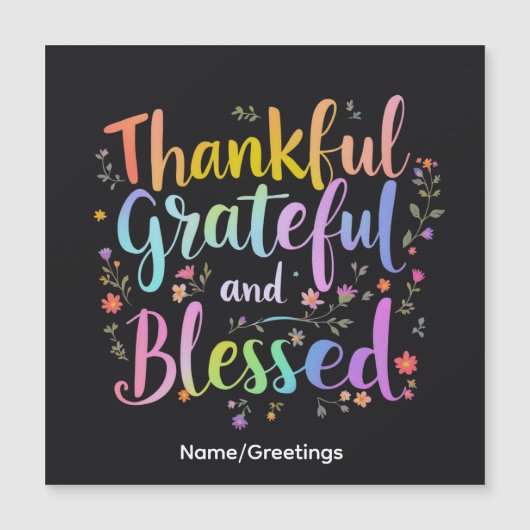 Inspirational Floral Gratitude Wreath Handcrafted  Magnetkarte (Vorderseite)