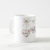 Inspirational Floral Love Hope Joy Heart Bow Kaffeetasse (Vorderseite Links)