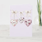 Inspirational Floral Love Hope Joy Hearts Bow Karte (Vorderseite)