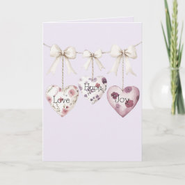Inspirational Floral Love Hope Joy Hearts Bow Karte