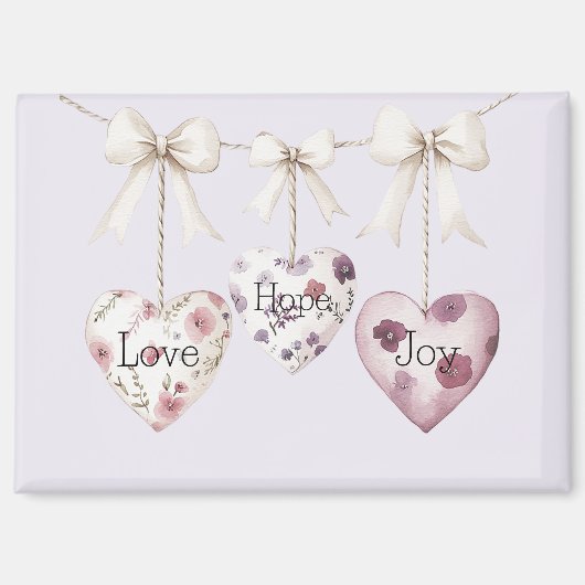 Inspirational Floral Love Hope Joy Hearts Bow Magnet (Vorderseite)