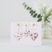 Inspirational Floral Love Hope Joy Hearts Bow Postkarte (Stehend Vorderseite)