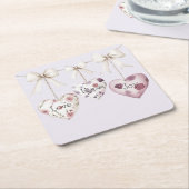 Inspirational Floral Love Hope Joy Hearts Bow Rechteckiger Pappuntersetzer (angewinkelt)