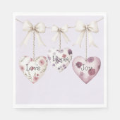 Inspirational Floral Love Hope Joy Hearts Bow Serviette (Vorderseite)