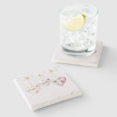 Inspirational Floral Love Hope Joy Hearts Bow Steinuntersetzer (Seitenansicht)