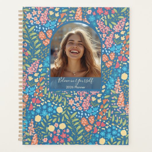 Inspirational Floral Photo Weekly Monthly Planner Planer (Vorderseite)