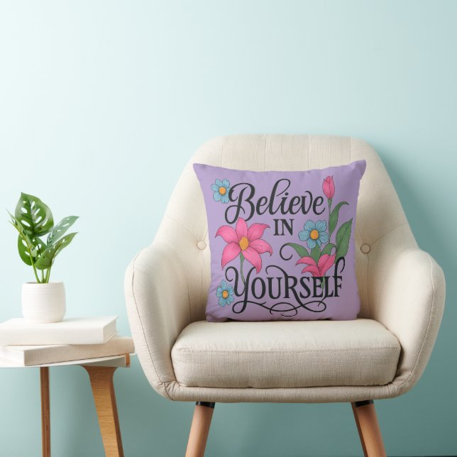 Inspirational Floral Throw Pillow (16" x 16") Kissen (Stuhl )