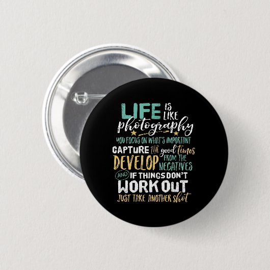 Inspirational Fotogray Life Quote Fotograf Button (Vorne & Hinten)