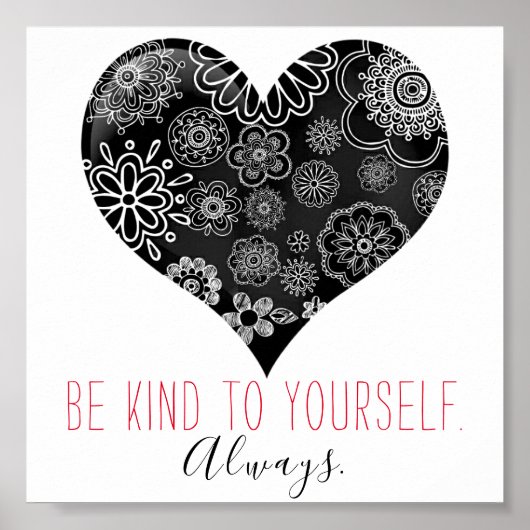 Inspirational Girl Doodle Bläschen Schwarzes Herz Poster (Vorne)