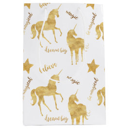 Inspirational Gold Unicorns Stars Mittlere Geschenktüte