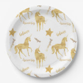 Inspirational Gold Unicorns Stars Pappteller (Vorderseite)