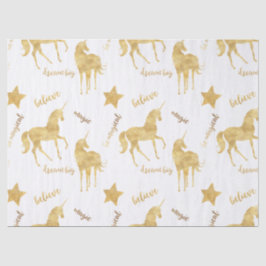 Inspirational Gold Unicorns Stars Seidenpapier