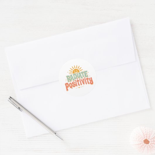 Inspirational Good Vibes and Happiness Runder Aufkleber (Umschlag)