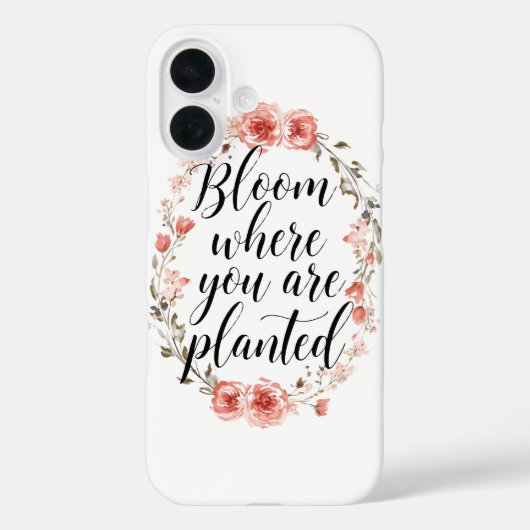 Inspirational Growth Quote with Pink Flowers Case-Mate iPhone Hülle (Rückseite)
