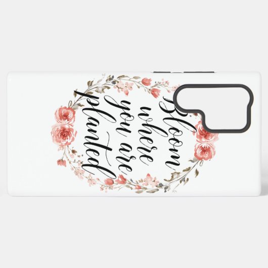 Inspirational Growth Quote with Pink Flowers Samsung Galaxy Hülle (Rückseite (Horizontal))