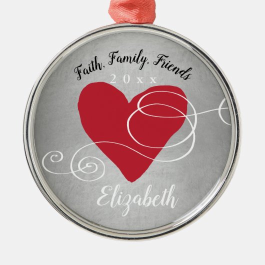 Inspirational Heard Faith Family Friends Urlaub Ornament Aus Metall (Vorne)
