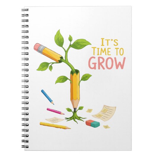 Inspirational "It's Time to Grow" Pencil Plant Notizblock (Vorderseite)