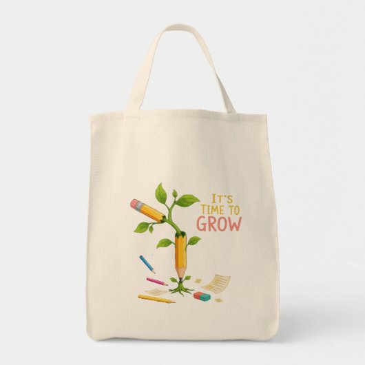 Inspirational "It's Time to Grow" Pencil Plant | T Tragetasche (Vorne)