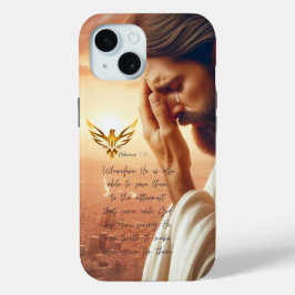 Inspirational Jesus Praying Gold Dove Scripture Case-Mate iPhone Hülle