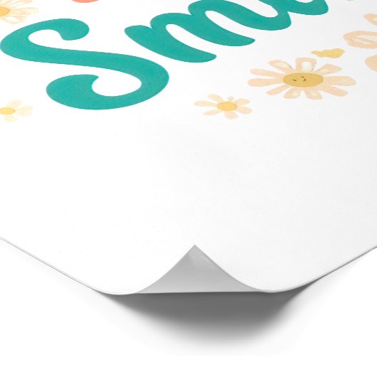 Inspirational "Just Keep Smiling" Floral Poster (Ecke)