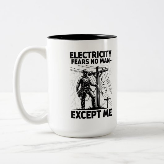 Inspirational Lineman Silhouette Quote Zweifarbige Tasse (Links)