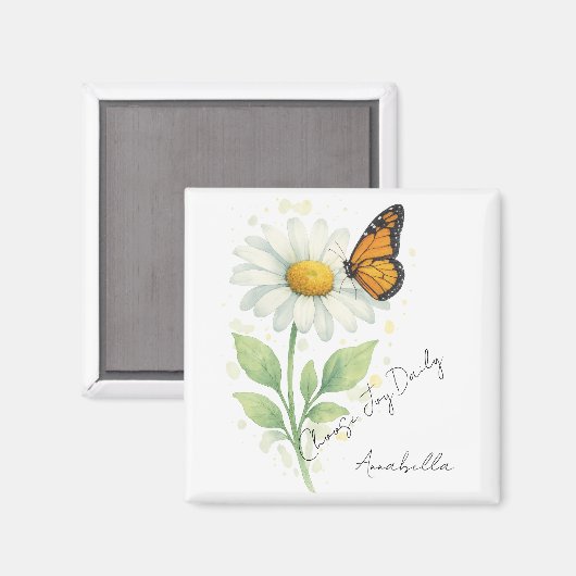 Inspirational Magnet - Daisy & Butterfly (Vorderseite/Rückseite)