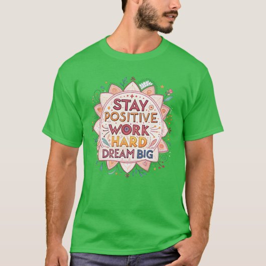 Inspirational Mandala with Motivational Quotes fri T-Shirt (Vorderseite)