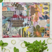 Inspirational Mixed Media Collage Kitchen Towel Geschirrtuch (Gefaltet)