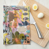 Inspirational Mixed Media Collage Kitchen Towel Geschirrtuch (Viertel Falte)