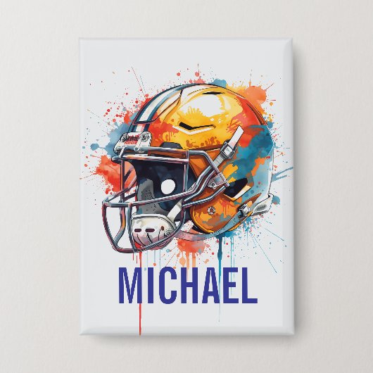 Inspirational Motivational Football Helmet Name Button (Vorderseite)