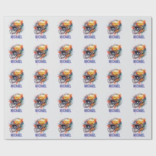 Inspirational Motivational Football Helmet Name Geschenkpapier (Flach)