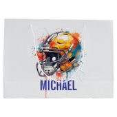 Inspirational Motivational Football Helmet Name Große Geschenktüte (Rückseite)